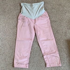 Indigo blue pink maternity capris